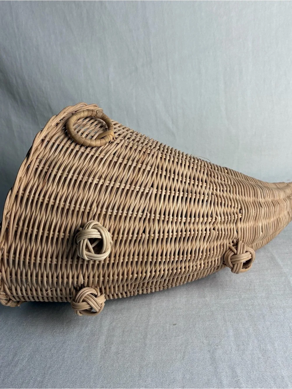 Vintage Wicker Cornucopia Basket Fall Thanksgiving Centerpiece